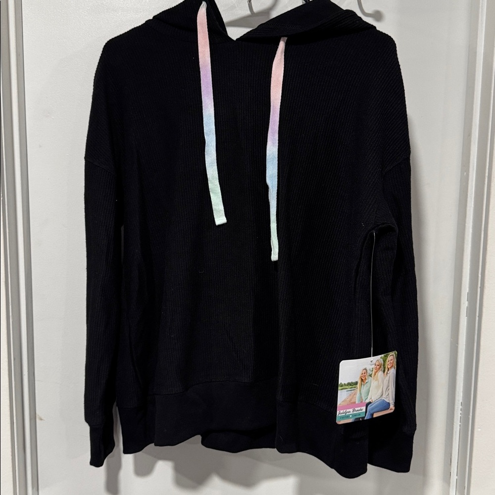 Jadelynn Brooke Black Hoodie with Pink Drawstrings